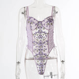 Teddy lingerie Sexy Underwear Erotic Corset Lace Mesh Sleepwear Nightwear Embroidered strap one-piece sexy