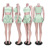 Halter Crop Top+ Shorts Sets Two 2 Piece Set Women Party Club Outfits Vacation Summer Clothes Femmer