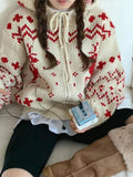 Jacquard Knit Zipper Hooded Sweater- Outfit