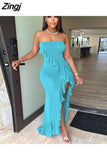 Off Shoulder Women Long Maxi Dress Solid Bodycon High Slit Evening Dresses 2025 Summer Sexy Night Club Party Vestidos 211-0-Outfit