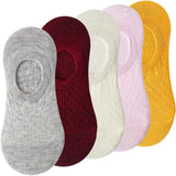pieces = 5 pairs Women Invisible Solid Color Socks Slippers Ladies Polyester Cotton Non-slip Silicone Ankle Socks