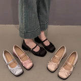 Version Of Fairy-Dish Noodle Butterfly Bow Head Mary Jane Heel 2025 Spring And Summer New Word With Tunlock Single