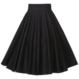 Rockabilly Dance Cotton Midi Skirts Womens Party Clothing Club Wear Full Circle Long Skater Black Red 2022s