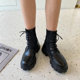 Boots Female 2025 Spring And Autumn New Elastic Knit Socks Boots Thick Thick Heel British Style Ankle Boots Motorcycle
