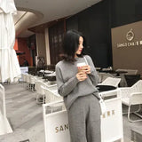 2025 Autumn And Winter New Set Of Sweater Thin Knit Trousers Casual Suit Women's