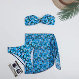 2025 Swimsuit Women Divided Metal U-Shaped Bikini Bikini Three-Piece Printed