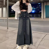 Zingj Denim Skirt Skirt Women's Summer 2023 New Retro Design Sense Minority Show Thin A-Line Long Skirt