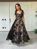 Lace Jacquard See Through Women Dress Sleeveless Tie Up Backless lace Long Dress Summer Party Ladies Bandage Party