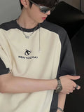 Zingj Short-Sleeved T-Shirt Men And Women Loose Casual Retro Shoulder Sleeve Ins Simple Thin Letter Versatile