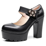 High-Heeled High-Heeled Waterproof Table Thick-Soled Model Walking Shoes Magic Beaded Women's Shoes With Cheongsam