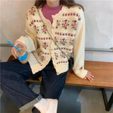 Floral Jacquard Knitted Cardigan- Outfit