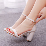 Cm Thick Heeled Light Mouth With Sandals Round Head Square Thick Heel Sandals White Bridal Wedding Dress