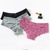 Sexy Panties Women Traceless Crotch of Cotton Briefs Lingerie High Quality Lace Hollow Out Underpants Intimates