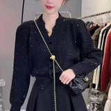 Year's Red V-Collar Lace Spliced Long-Sleeved Sweater Autumn And Winter 2023 New Short Style Thin Sweater