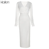 Fashion Elegant Sexy Club Night Party Birthday Long Dress For Women Autumn New Casual Long Sleeve V Neck Dress