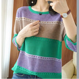 Women knitted Short sleeve 2021 Thin Sweater Female Hollow Out Turtleneck Pullover Ladies knit Cotton Loose