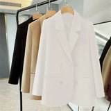 Suit Jacket Female Spring And Autumn Korean Version Of Loose Temperament Double Buckle Leisure Professional Raspberry Suit