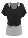 Tank Top and Cropped Plain T-shirt Women Twinset T Shirt Tee Sporty Fancy Like Casual Active