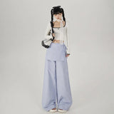 Hot Girl Bandage Dress Fake Two-piece Casual Wide-leg Pants Slimming Straight-leg TrousersOutfit