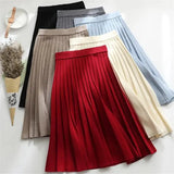 Long Pleated Knit Skirt-Outfit