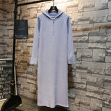 and winter fashion temperament new hooded long over-the-knee sweater dress women loose solid color knitted