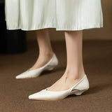Women's Shoes 2025 Pointed Shallow Mouth Cat With Hollow Out Sexy Skirt Soft Sole Comfortable Soft Leather Single Shoes One