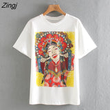 New Women basic o neck short sleeve fun print casual T-shirt female leisure knitted T shirt chic tops