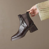 Zingj Fashion Square Head Sleeve Show Slim And Premium Chelsea Boots Winter New Pleated Short