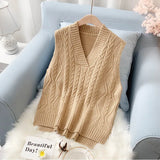 new sweater vest women spring and autumn new loose Korean version of the short woolen vest V-neck sleeveless