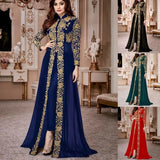 Collar Lace Chiffon Dress Retro Style Long