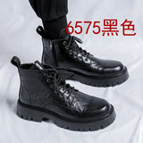 Zingj Boots Men's New Casual British Fashion Top Black Motorcycle Boot