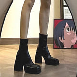 Zingj High-Heeled Boots Female Autumn 2024 Thick Platform Thin Boots Increased Elastic Boots Waterproof Platform Martin Boots Thick Heel Ankle