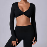 Zingj Show Chest Yoga Sports Top Set Fingers High Elasticity Sense Of Running Fast Dry Yoga Fitness Long Sleeve Women-Outfit