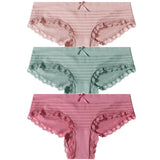 3PCS/Set Lace Cotton Panties Women Sexy Bow Briefs Soft Lingerie Female Briefs Panty Women's Underpants