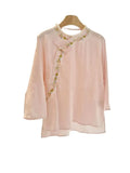 Design Is Super Beautiful, Summer Temperament, Thin Style, New Chinese Style, European Style, European Yarn, Pink Shirt, New Style For Women In
