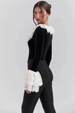 Long Sleeve Lace Flare Trim Corset Top- Outfit