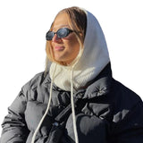 Zingj And Winter New Hat Scarf Integrated Wool Knitting Rope Hat Sleeve Retro Hoodie
