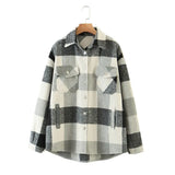 Vintage Blue Plaid Long Coat Jacket Pocket Casual Warm Overcoat Fashion Outwear Fall 2020 Women