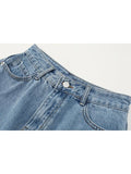 Shorts Women Summer Button Knee-length Wide-leg Loose Korean Style Casual Female Office BF Streetwear Fashion Denim