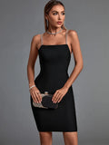 Bandage Dress 2022 New Women's Black Bodycon Dress Elegant Sexy Backless Evening Club Party Dress High Quality
