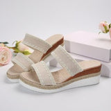 Zingj New Hemp Rope Woven Surrounding Slope With Slippers Female Thick Bottom A Word Belt 43- Outfit