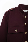 Burgundy Gold Buttoned Short Jacket- Outfit