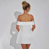 White Off-shoulder Sequin Strap Mini Dress- Outfit