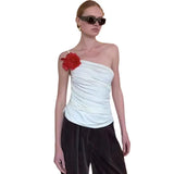 2025 New Women's Spice Girls Fashion Flowers Wearing Sexy Folds To The Back Of The Sleeveless