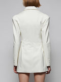 Fashion Women's Blazer New Notched Long Sleeves Solid Spliced High Waist Slim Suit Jackets Female Tide Summer 2023