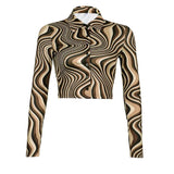 Paisley Print Vintage Long Sleeve Tee Shirt Women Casual Fashion Cropped Top Fashion Button Up T Shirt