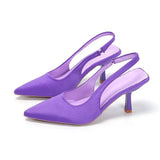Zingj Size High Heel Sandals Baotou Back Empty Rear Trip New Shallow Pointed Single Heel Heels-Outfit