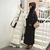 Over The Knee Long Cotton Jacket Coat Female 2024 Winter New Korean Version Of Fashion Slim Down Cotton Hat And Thick Padded Coat-Outfit