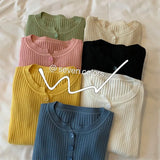 Knitted Women Button Sweater Pullovers spring Autumn Basic Women highneck Sweaters Pullover Slim female High Quality