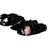 Zingj Women's Slippers Wear Wool Shoes New Embroidered Home Outdoor Fashion Golden Velvet Women's Shoes Half